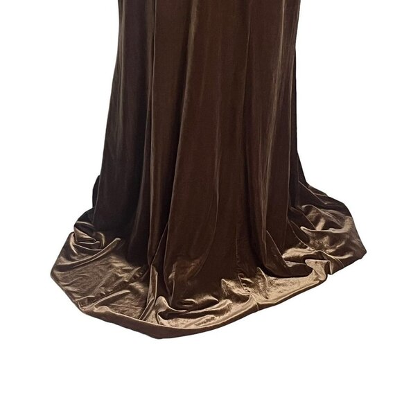 SOLD: Amsale Nouvelle Sana Bronze Velvet Bridesmaid Dress Long Gown Size 8 - Picture 5 of 14